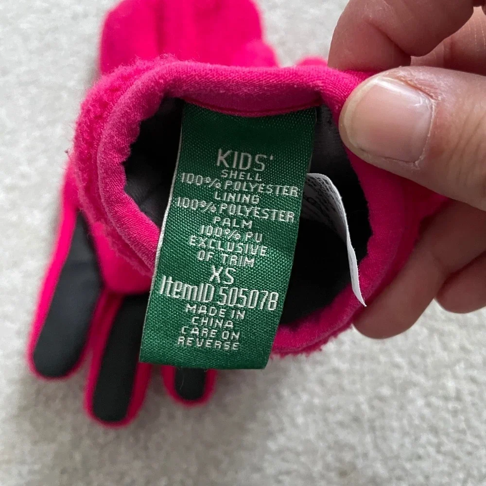 L.L. Bean Kids Fleece Gloves Hot Pink Winter Warm Size Kids XS